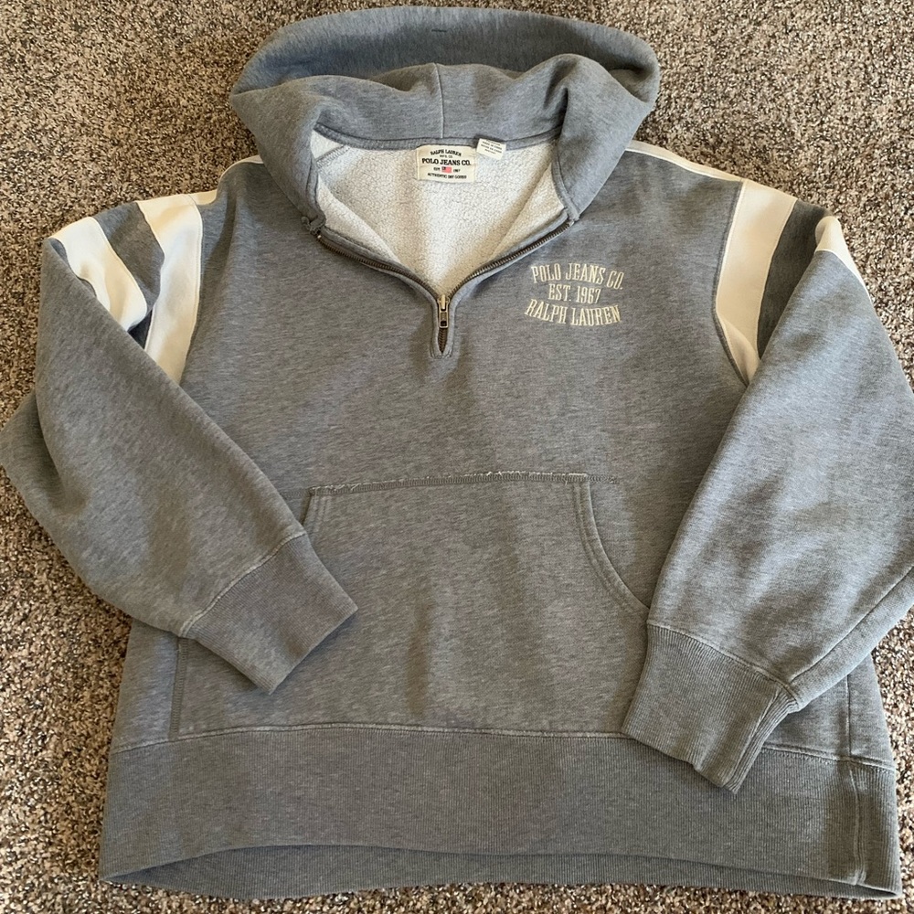 Ralph Lauren  Polo Jeans Co Gray and White HZ Hoodie